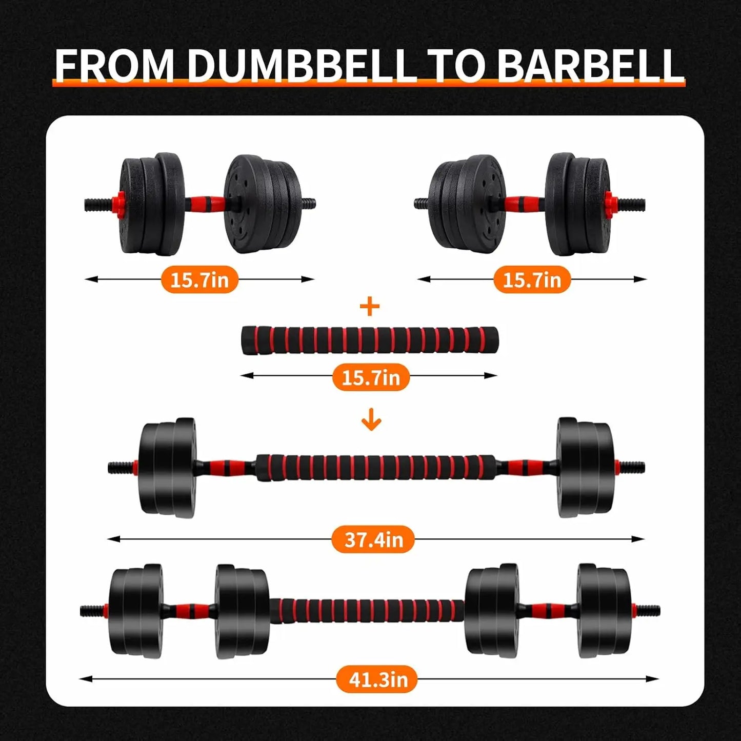 5-44lbs Adjustable Dumbbell to Barbell set